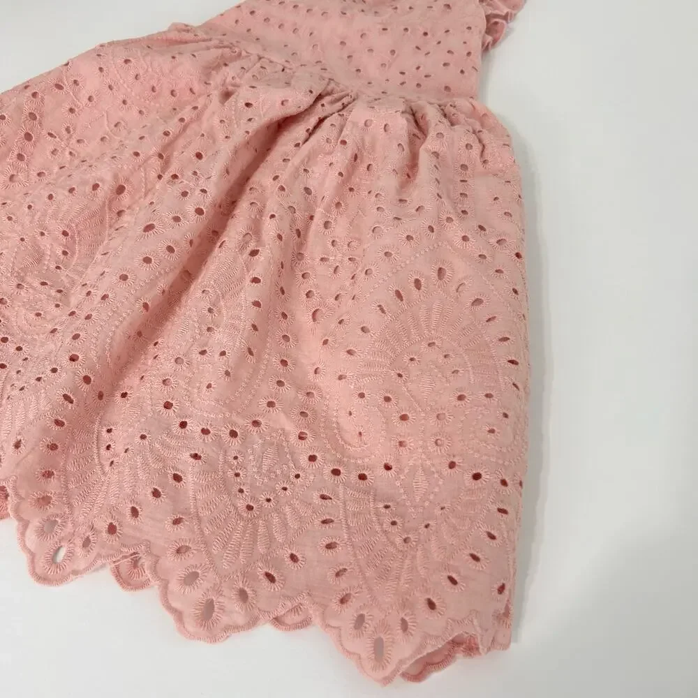 Girls Pink Eyelet Sundress Size 5 Cotton Candy & Hills Summer Lace Ruffle Dress